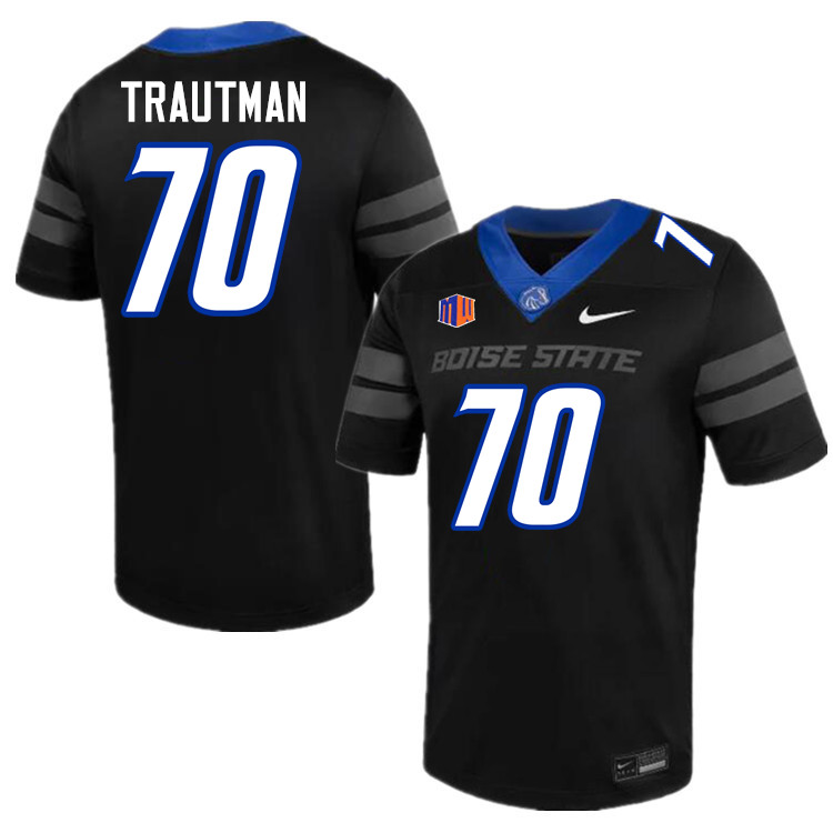 Randy Trautman Jersey, Boise State Broncos #70 Randy Trautman Football Jersey College Uniforms-Black